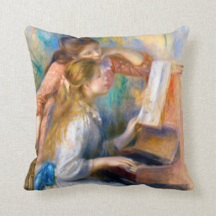 Young Girls at the Piano, Renoir Throw Pillow