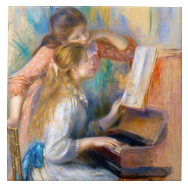 Young Girls at the Piano, Renoir Tile (Front)
