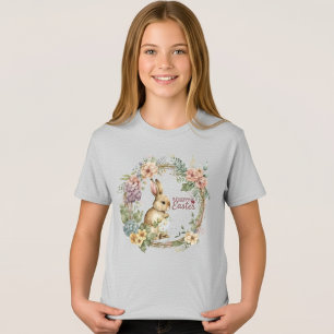Young Girls' Floral Happy Easter Bunny Tee