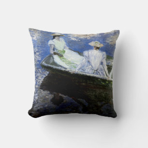 Young Girls in the Rowing Boat Throw Pillow