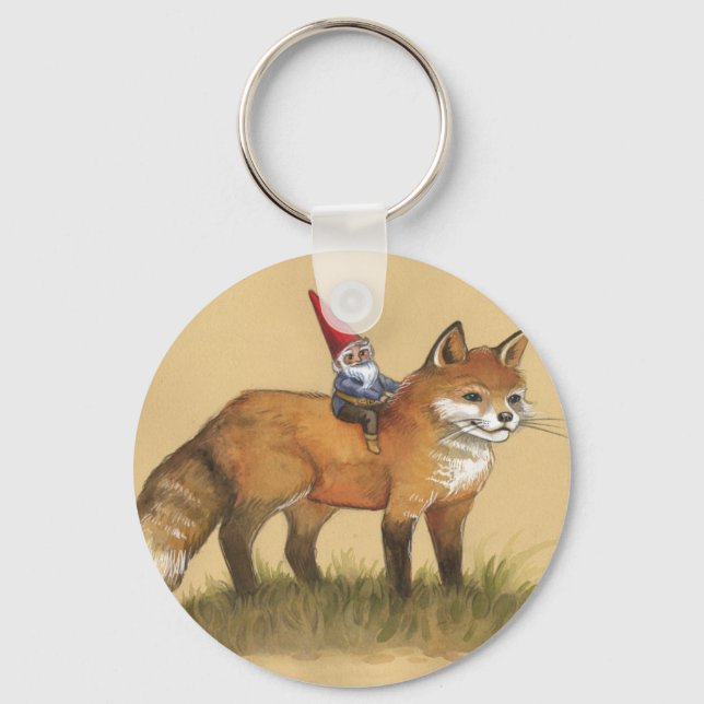 Young Gnome and Fox Keychain (Front)