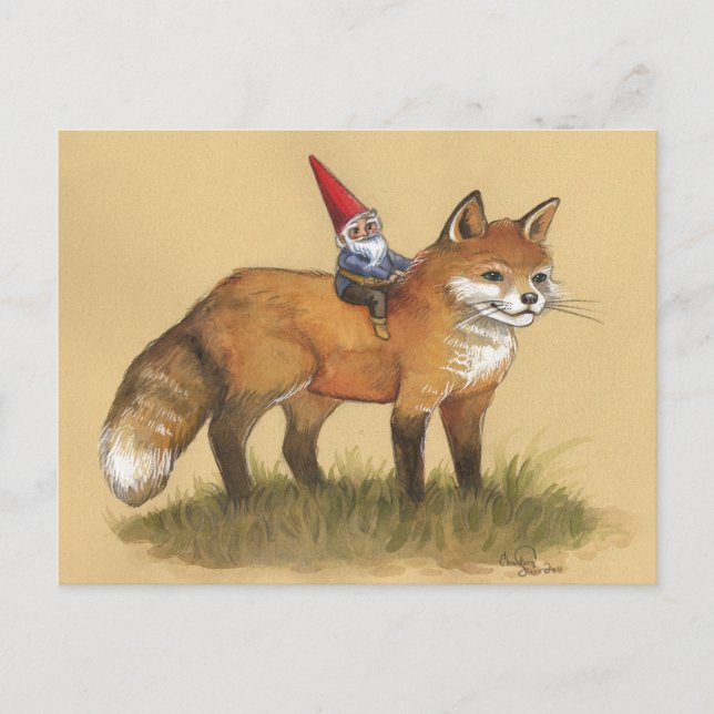 Young Gnome and Fox Postcard (Front)