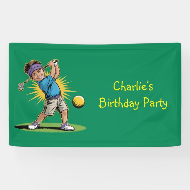 Young Golfer Birthday Swing Party Banner (Horizontal)