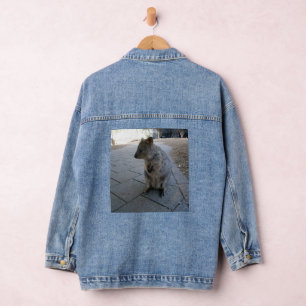 Young Grey Australian Quokka, Ladies Denim Jacket
