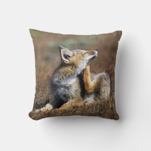 Young Grey Fox at Torres Del Paine National Park Throw Pillow