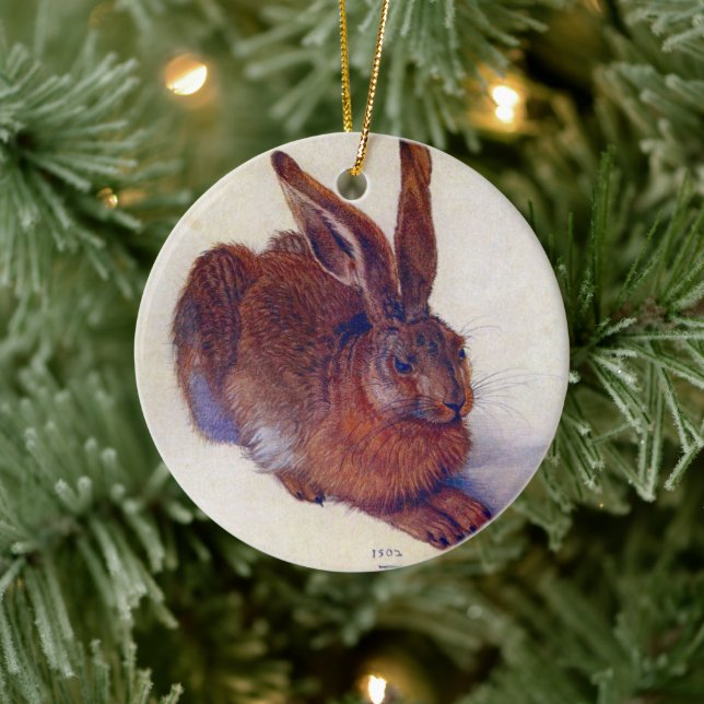 Young Hare by Albrecht Durer, Renaissance Fine Art Ceramic Ornament (Tree)