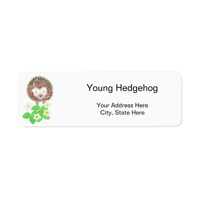 Young Hedgehog & Strawberry Flowers Adresse de ret (Devant)