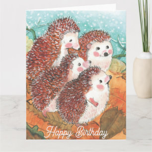 Young hedgehogs Happy Birthday  Card