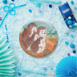 Young Hedgehogs  Paper Plate