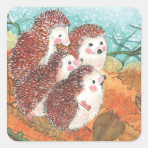 Young Hedgehogs  Square Sticker