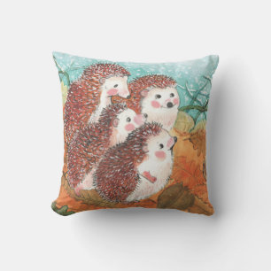 Young Hedgehogs Throw Pillow