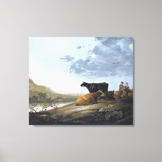 Young Herdsmen with Cows Canvas Print (Front)