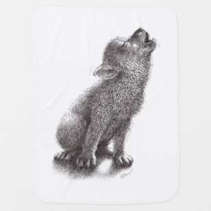 Young Howling Wolf Baby Blanket