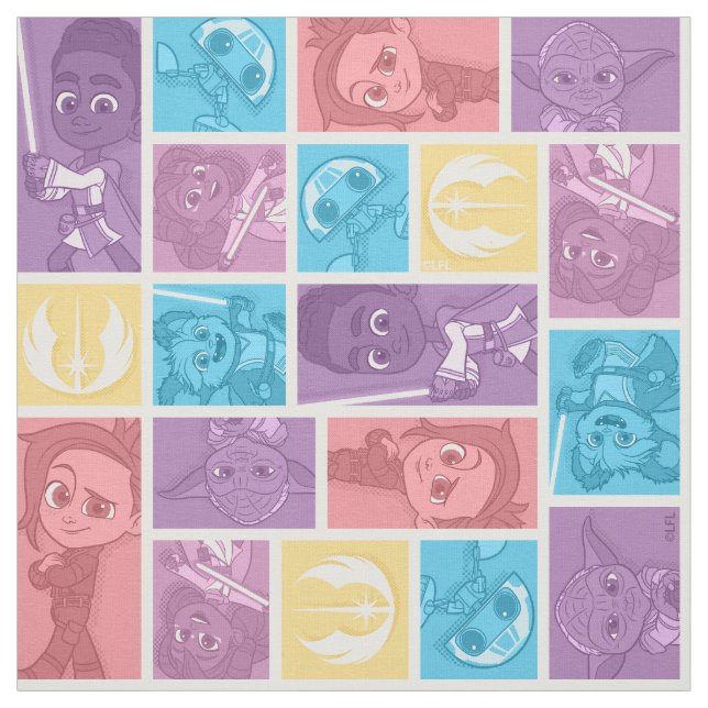 Young Jedi Adventures Colour Block Pattern Fabric (Swatch)