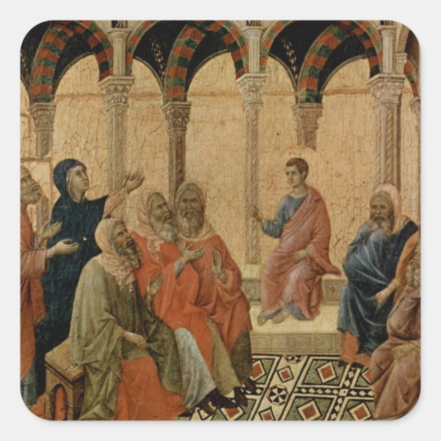 Young Jesus Teaching in the Temple Square Sticker (Front)