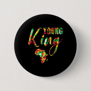 Young King Afican Map African Kente Boys Men Littl 2 Inch Round Button