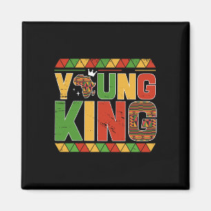 Young King Africa Map Kente Art African American B Magnet
