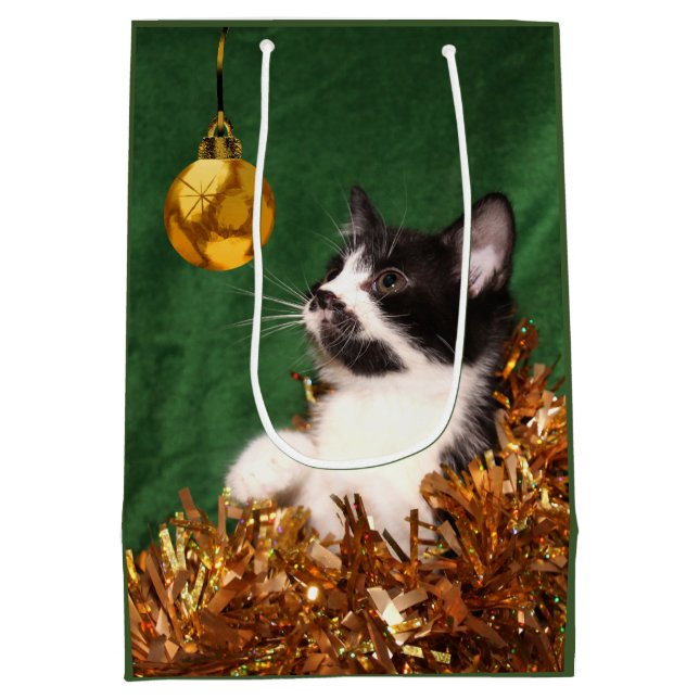 Young kitty Christmas Medium Gift Bag (Back)