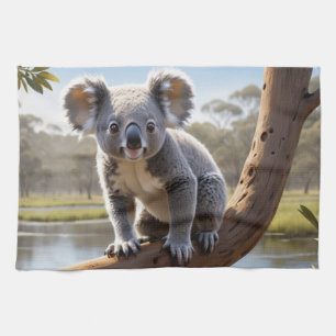 Young Koala by a Lake Kitchen Towel