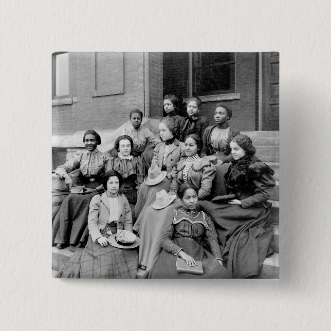 Young Ladies at Fisk, 1890s 2 Inch Square Button (Front)