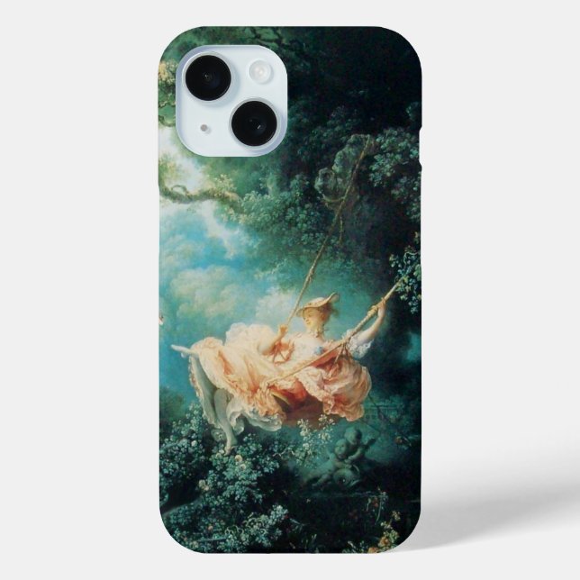 YOUNG LADY ON THE SWING IN NATURE Green Pink Case-Mate iPhone Case (Back)