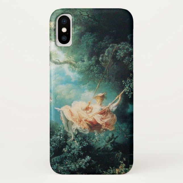 YOUNG LADY ON THE SWING IN NATURE Green Pink Case-Mate iPhone Case (Back)