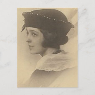 young lady post card