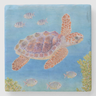 Young Loggerhead Sea Turtle Stone Coaster
