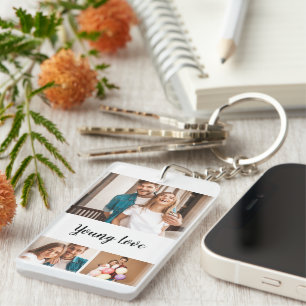 Young love couple photo collage personalized keychain