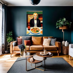 Young man and party dinner AI Art Poster