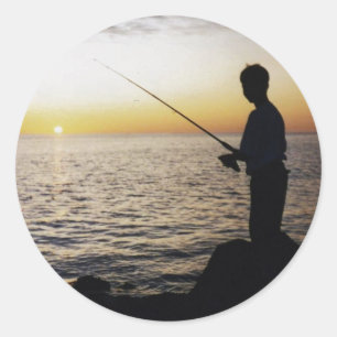 Young Man Fishing in the sunset off Anna Maria Is. Classic Round Sticker