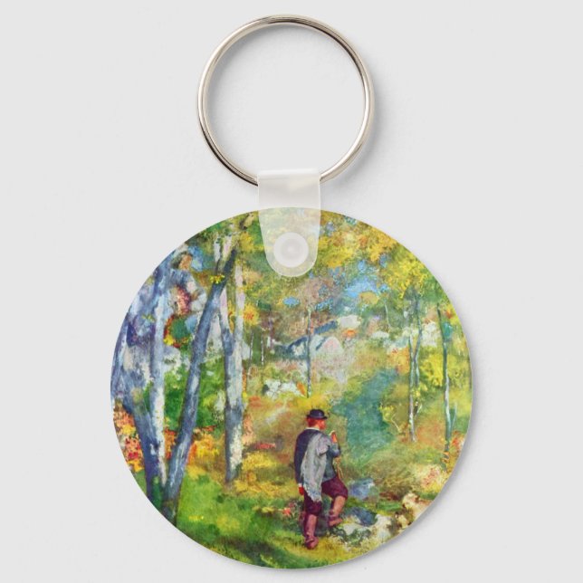 Young man in the forest of Fontainebleau by Renoir Keychain (Front)