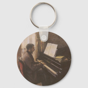Young Man Playing the Piano by Gustave Caillebotte Keychain