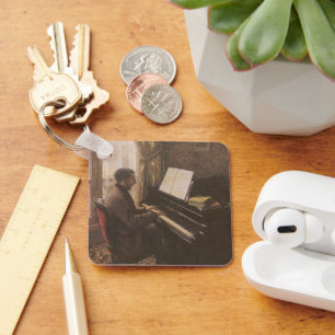 Young Man Playing the Piano by Gustave Caillebotte Keychain