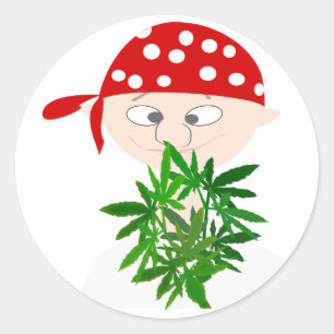 Young Man with Weed Bouquet Personalized Classic Round Sticker