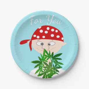 Young Man with Weed Bouquet Personalized Paper Plate