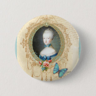 Young Marie Antoinette Butterfly Art Print 2 Inch Round Button