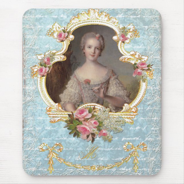 Young Marie Antoinette with Pink Roses Mouse Pad (Front)