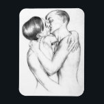 Young Men Kissing (Vintage Gay Art) Magnet<br><div class="desc">This design features an illustration by the German artist Christian Schad (1894–1982). It depicts two young men in a loving embrace. They are holding each other and kissing romantically. It is an early depiction of gay love in 20th-century European art. The original artwork was published in 1929.</div>