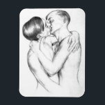 Young Men Kissing (Vintage Gay Art) Magnet<br><div class="desc">This design features an illustration by the German artist Christian Schad (1894–1982). It depicts two young men in a loving embrace. They are holding each other and kissing romantically. It is an early depiction of gay love in 20th-century European art. The original artwork was published in 1929.</div>