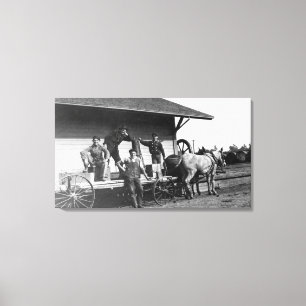 Young Men Posing on a Mule Wagon Canvas Print