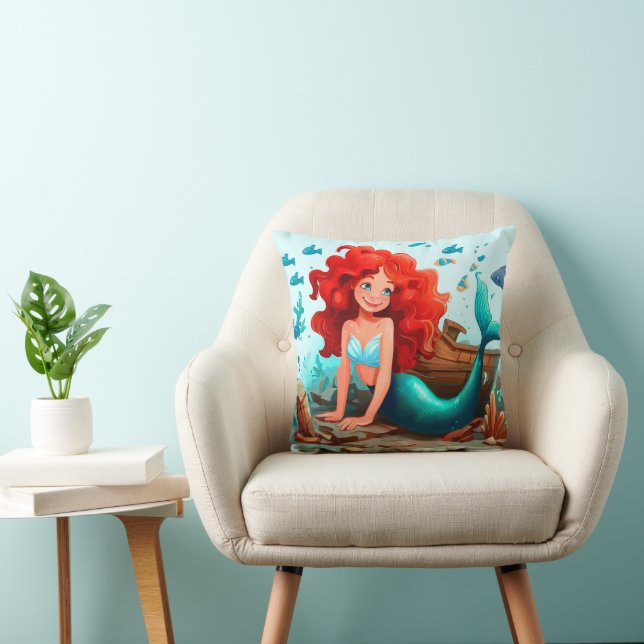 Young mermaid throw pillow (Chair)
