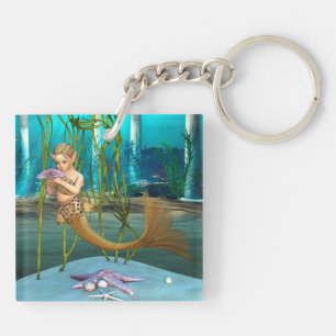 Young Mermaid Underwater Fantasy for Kids Keychain