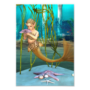 Young Mermaid Underwater Fantasy for Kids Photo Print