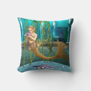 Young Mermaid Underwater Fantasy for Kids Throw Pillow