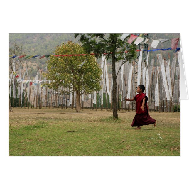 Young monk and prayer flags (Front Horizontal)