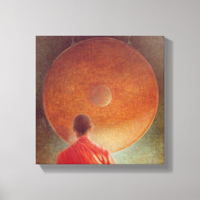 Young Monk with Gong Canvas Print (Front)