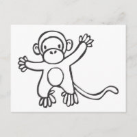 Young Monkey in Black and White Sketch