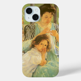 Young Mother Sewing by Mary Cassatt, Vintage Art iPhone 15 Case