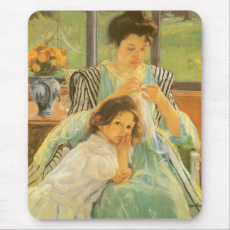 Young Mother Sewing by Mary Cassatt, Vintage Art Mouse Pad